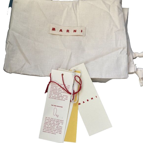 Marni Slides Orange & Yellow Crocheted Raffia Slides Fussbett Shoe Sz IT 37/US 7 - Picture 7 of 10